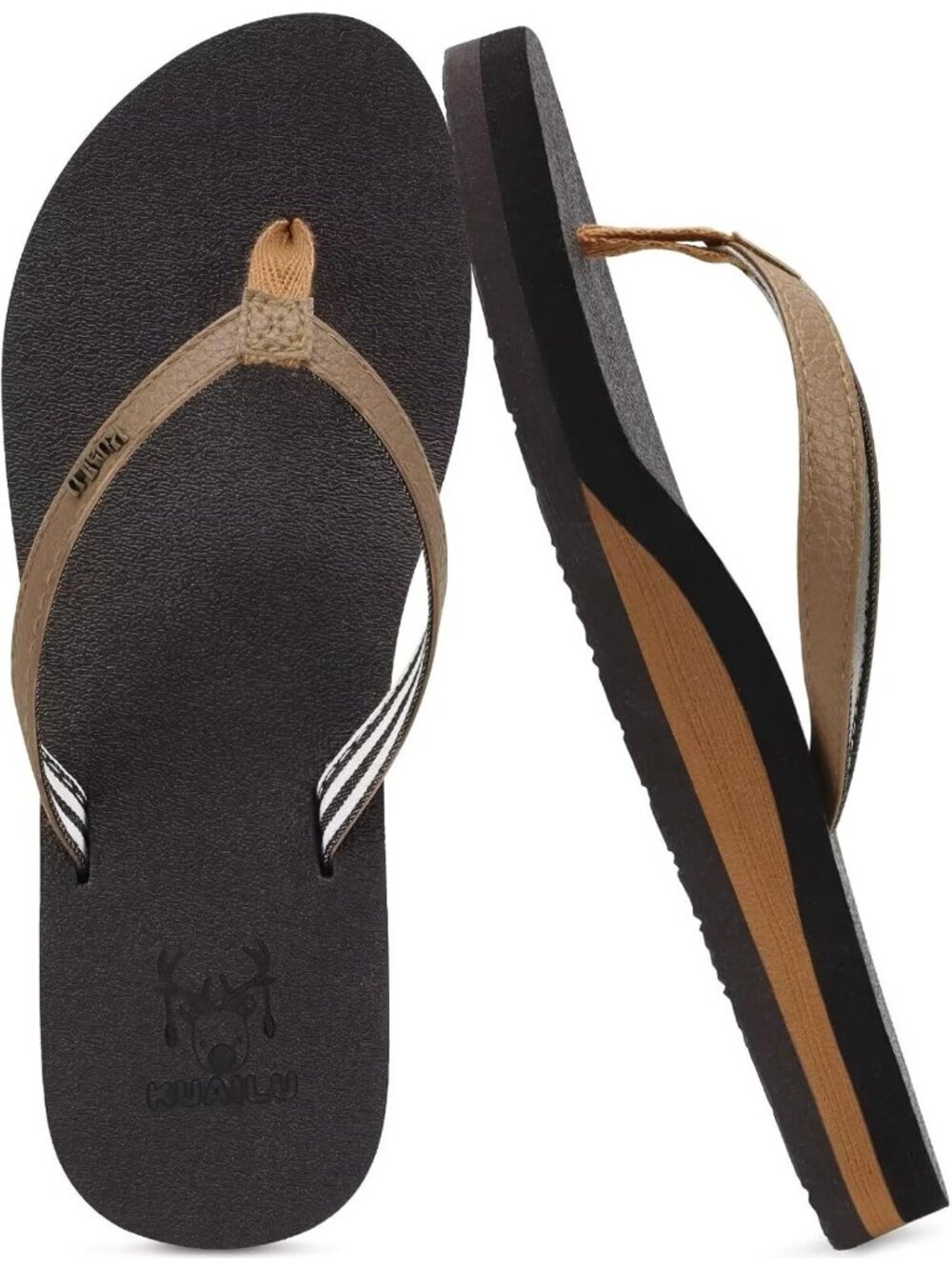 Women's Tan Arch Support Summer Beach Thong Sandals Comfortable Casual